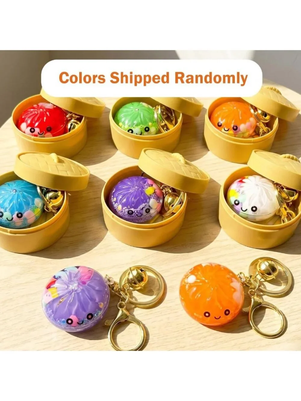 8 Pack Cute Dumpling Keychains - 3D Fidget Bag Charms with Bell, Fun Gift Set